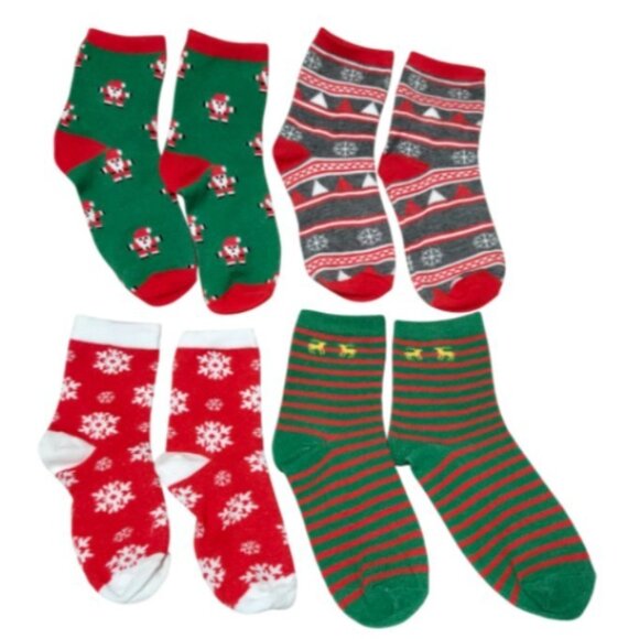 4 Pairs Christmas Unisex Adult Mid-Calf Cozy Knit Socks Gift Set - NEW - Picture 3 of 4